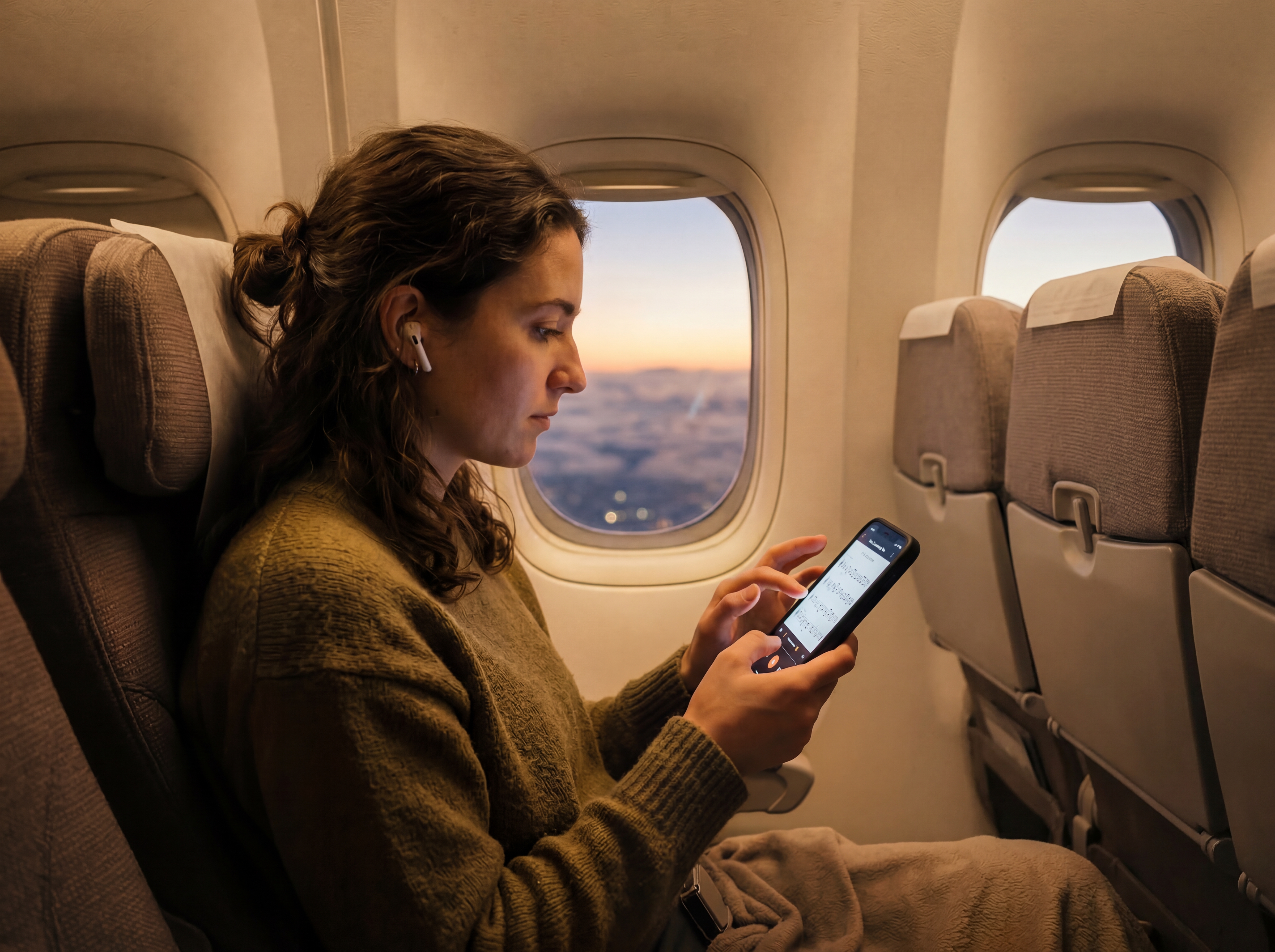 Practicing lyrics on a plane